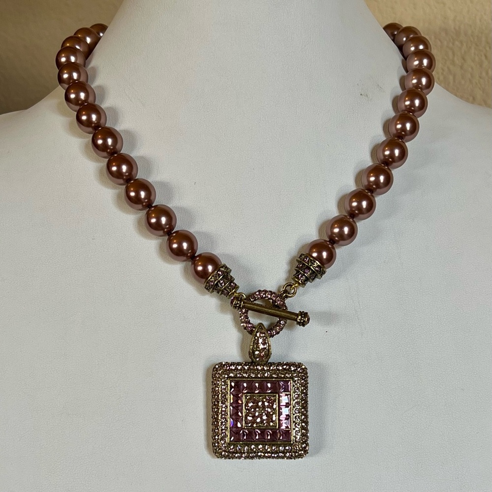 HEIDI DAUS "Tantalizing" Beaded Crystal Toggle Drop Necklace, Amethyst